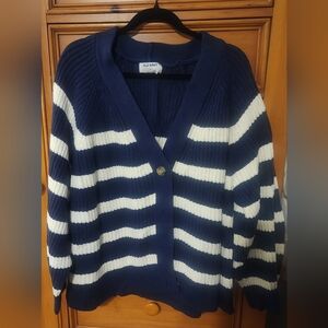 Old Navy Plus Size  Striped Navy and White Cardigan